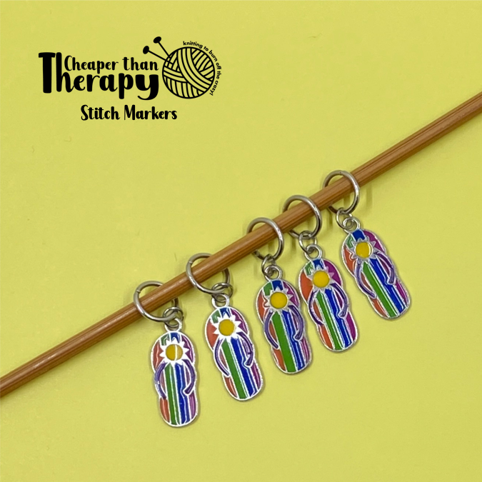 Striped Sunburst Flip Flop Enamel Closed Stitch Markers