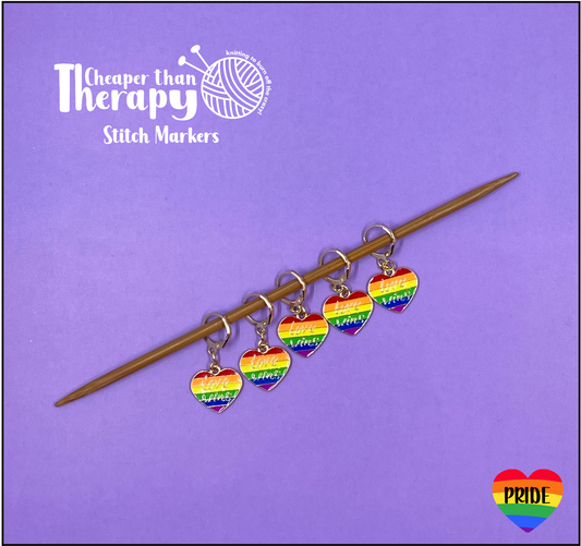 Pride "Love Wins" Rainbow Heart Stitch Markers