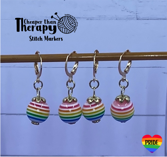 Pride Thin Rainbow Stripe Round Stitch Markers