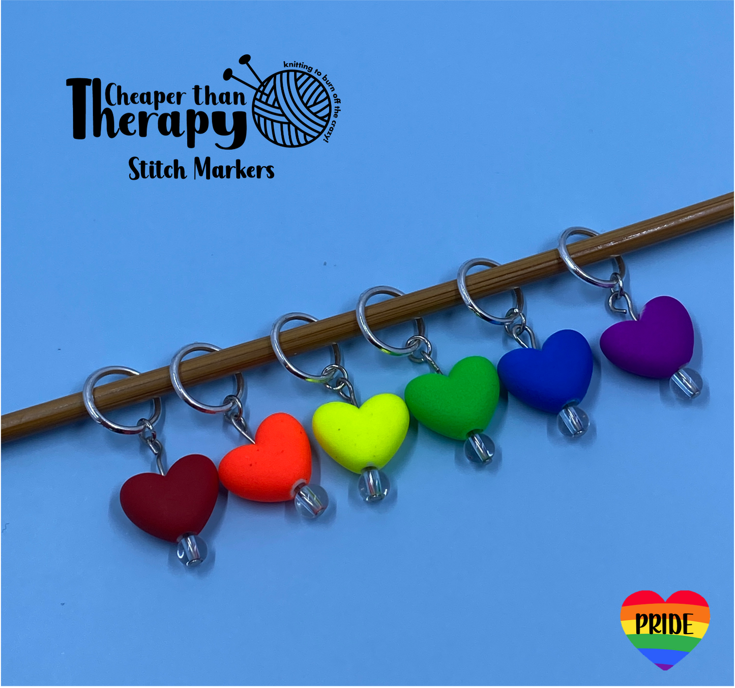 Love is Love is Love Rainbow Heart Stitch Markers