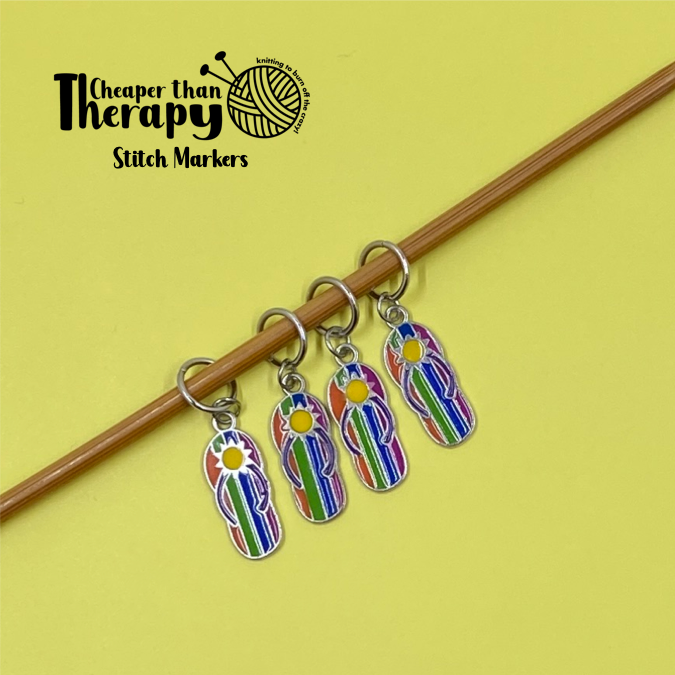 Striped Sunburst Flip Flop Enamel Closed Stitch Markers